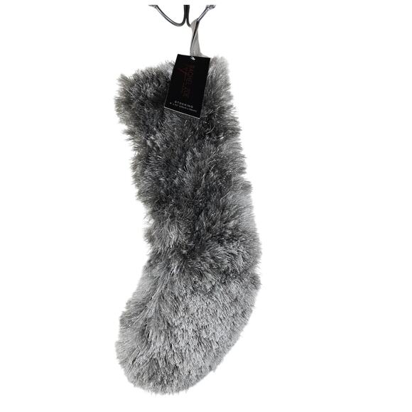 Rachel Zoe Luxury Plush Metallic Faux Fur Christmas Holiday Stocking L 22" NWT - Picture 2 of 3